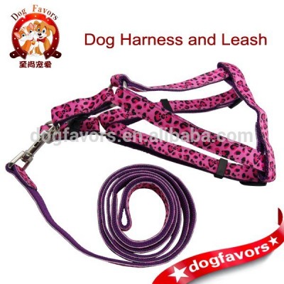 Dog Favors Pink Leopard Dog Harness and Leashes in Stock, no MOQ Dog Collar and Pet Leash