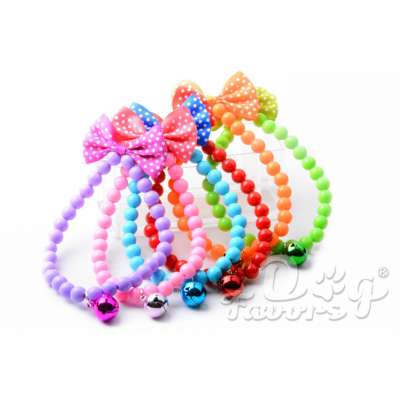 Colorful Beaded Bracelet with Bow Dog Necklace Jewellery Pet Collars Pet Products