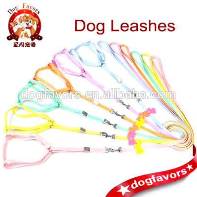 XS size Nylon Dog Leash and Dog Collar Set with Leather Doggy shape Decorates, 2014 New Design